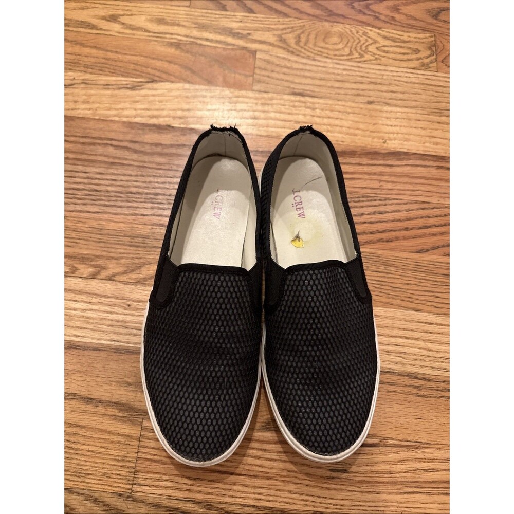 J.Crew Perforated Slip On Sneakers Loafer Shoe Slides Casual Black Size 9‎ M